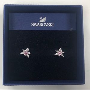 Swarovski Orchid Earrings. Pink and clear crystals